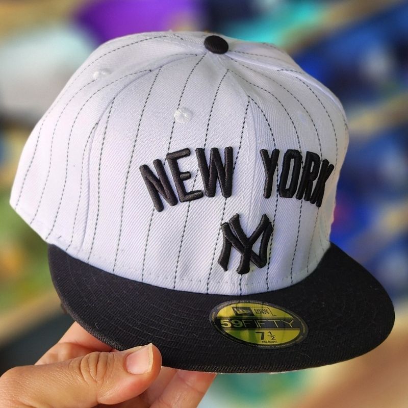 Casquette New York Yankees New Era 59FIFTY - Rayée Blanc & Noir - الصورة 5
