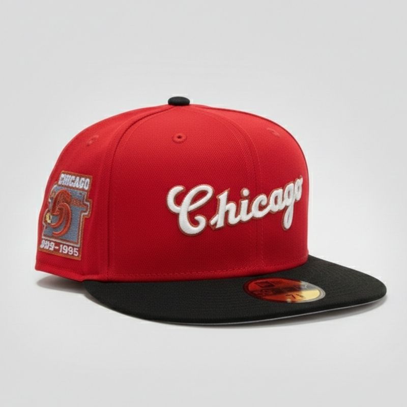 Casquette 59FIFTY Chicago Bulls Rouge & Noir logo ecrits