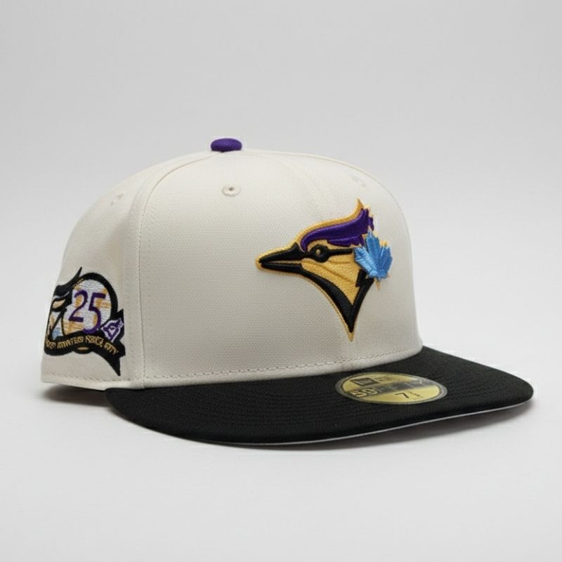 Casquette Toronto Blue Jays New Era 59FIFTY Crème et Noire Fitted 25ème anniversaire