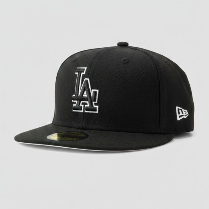 Casquette LA Dodgers New Era 59FIFTY Noire & white outline Fitted