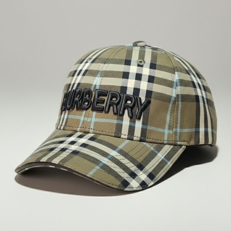 Casquette Burberry vert - Motif Vintage Check & Logo Noir