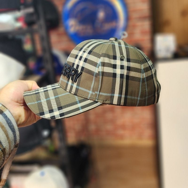 Casquette Burberry vert - Motif Vintage Check & Logo Noir - الصورة 3
