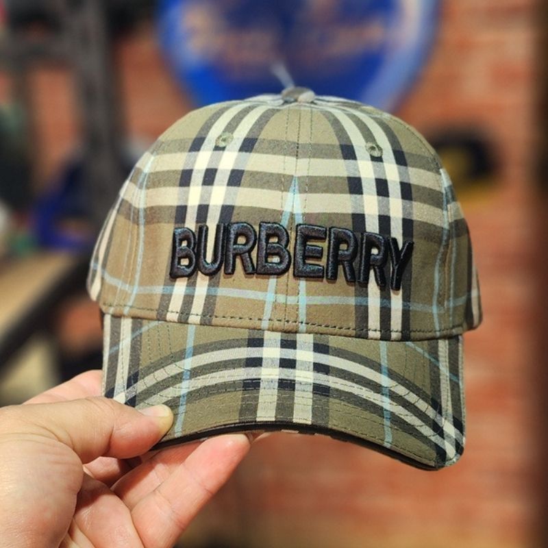 Casquette Burberry vert - Motif Vintage Check & Logo Noir - الصورة 5