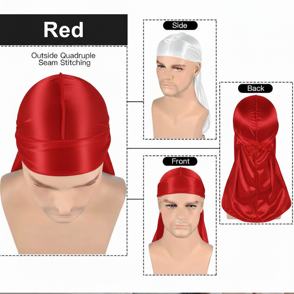 Durag Sport Rouge Éclatant - Style et Protection – Image 3