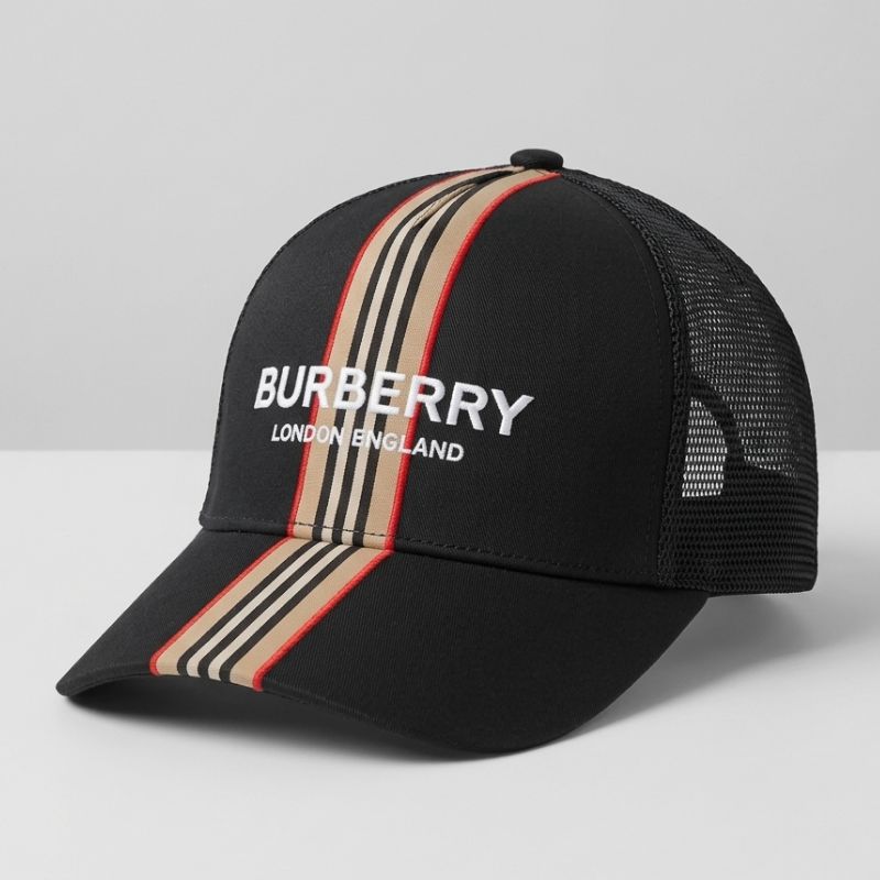 Casquette Burberry Noir à Rayures Trucker (Filet)