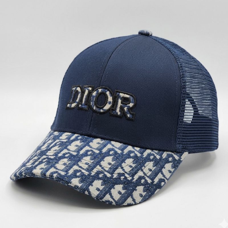 Casquette Dior Bleu Marine et Monogramme Trucker (Filet)