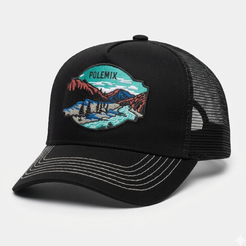 Casquette Polemik Adventure Full Black Trucker Filet