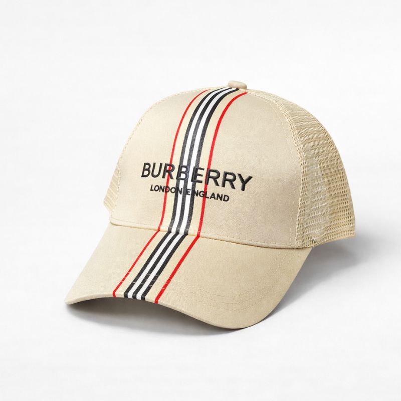 Casquette Burberry Beige à Rayures Trucker - (filet)