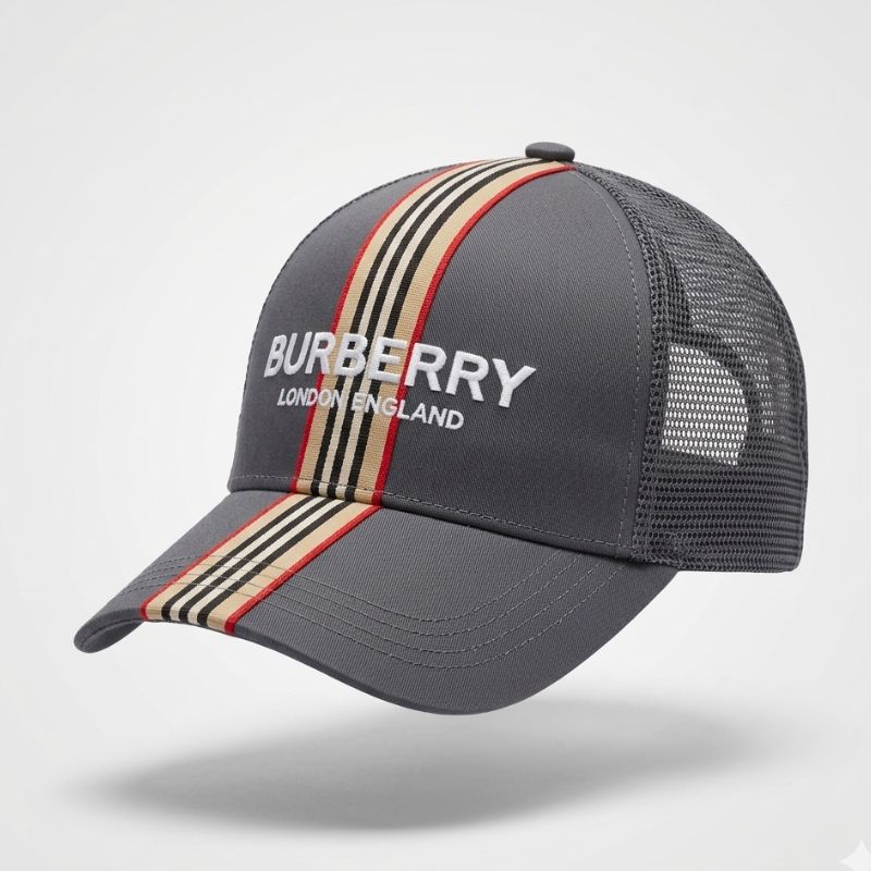 Casquette Burberry Gris à Rayures Trucker (Filet)