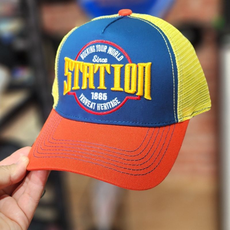 Casquette Station Bleu,Orange et Jaune Filet (Trucker) – Image 5