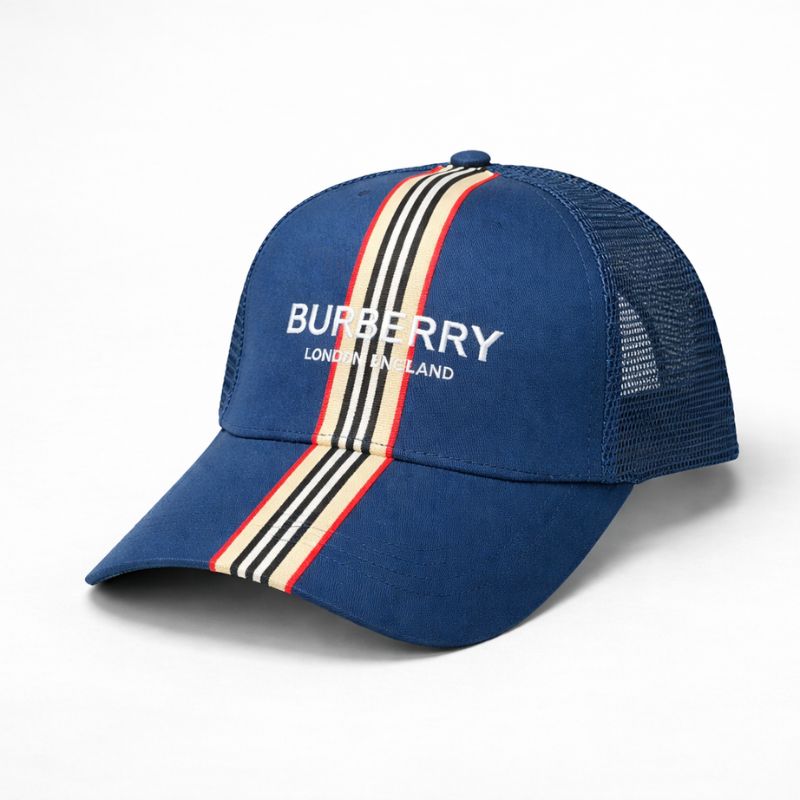 Casquette Burberry Bleu Marine à Rayures Trucker (Filet)